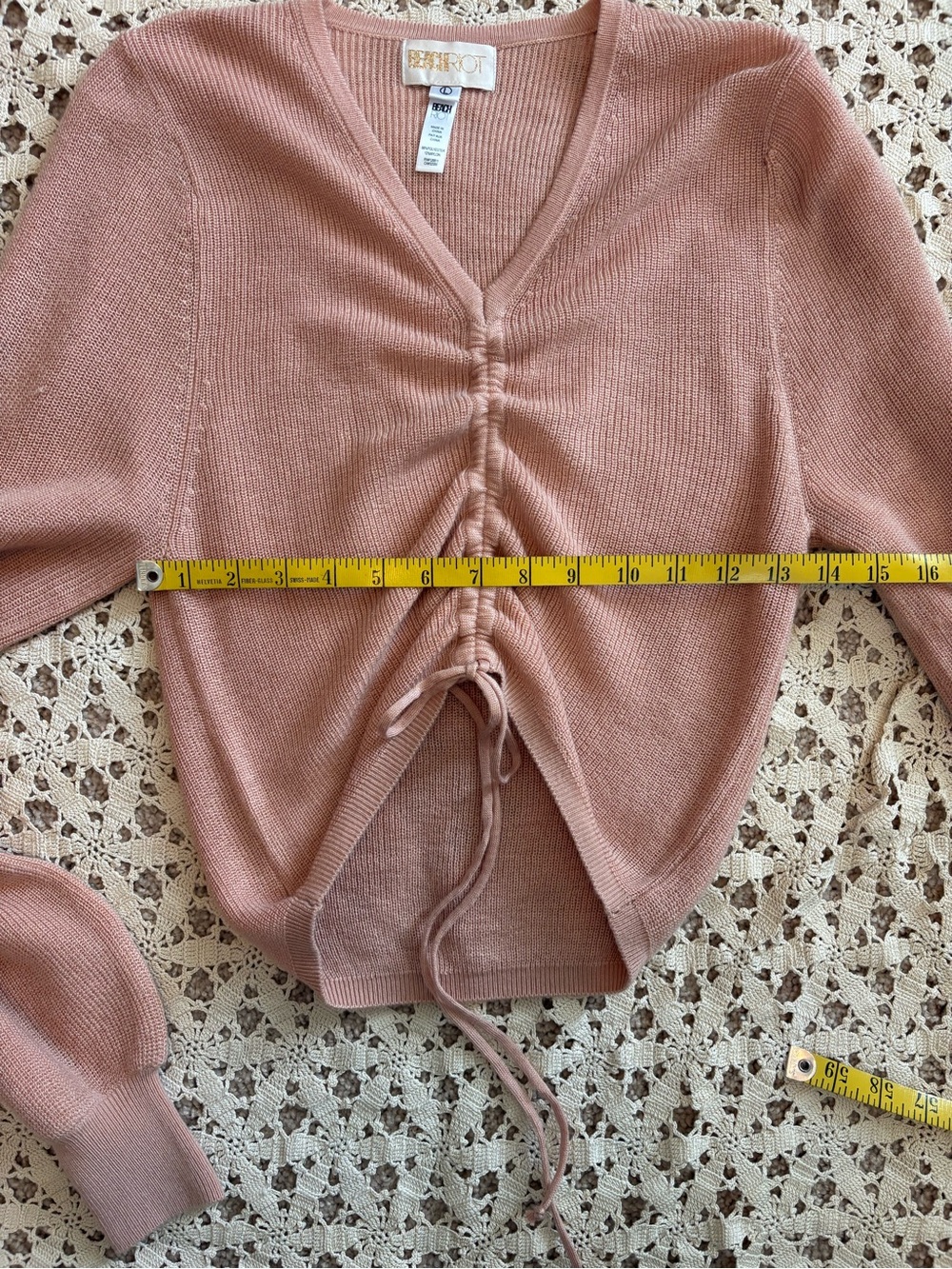 Beach Riot Kenzi Adjustable Tie Front Lightweight Sweater Rose Size Large - Picture 7 of 10